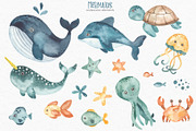 Mermaids watercolor collection, an Animal Illustration by Marina Ermakova (Thumbnail 3 of 16)