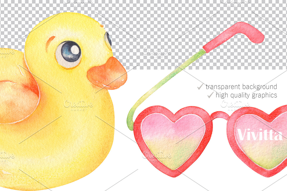 Watercolor Summer vibes, clipart, an Illustration by Vivitta (Photo 3 of 3)