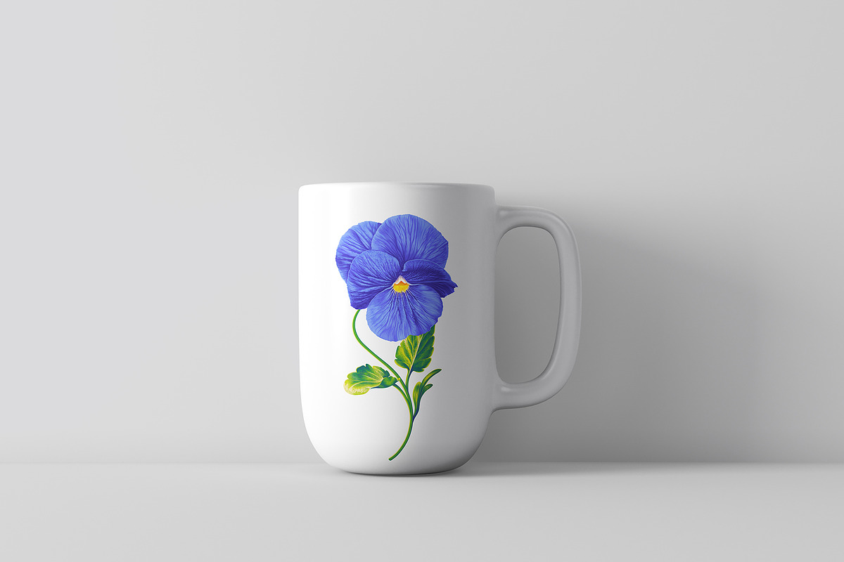 Blue Pansies Vector Set, an Illustration by MarynaPetrovska (Photo 4 of 15)