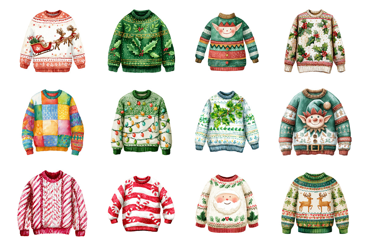 Ugly Christmas Sweater Clipart, an Illustration by Design Market (Photo 2 of 3)