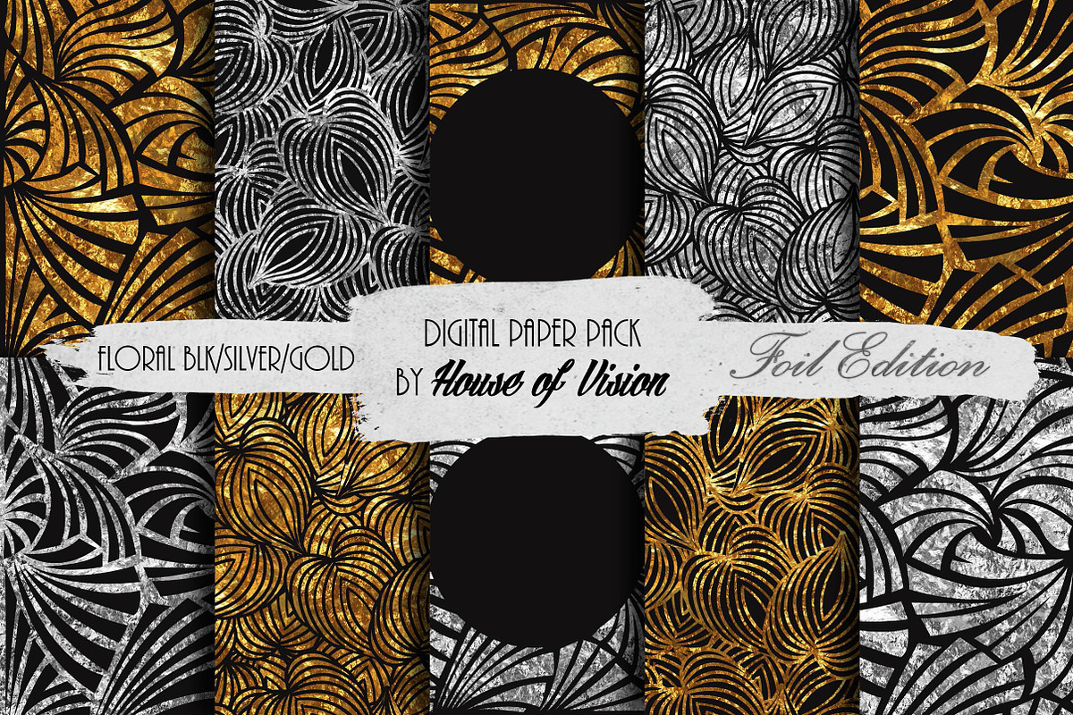 Floral Blk Silver/Gold Pack