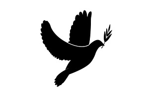 Dove Icon With Olive Branch Pigeon