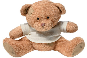 Brown teddy bear in white sweater on isolated background, a School & Education Photo by ndanko