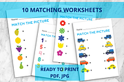 10 Matching worksheets for kids, an Education Illustration by iDezignify (Thumbnail 1 of 4)