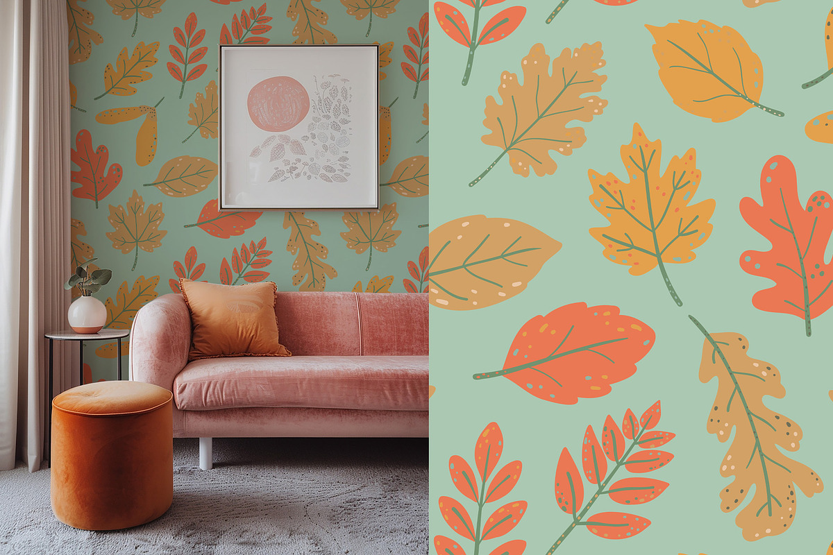 Autumn Leaves clipart & patterns, a Seasonal Illustration by Carpet Tapete Pretzel (Photo 8 of 11)