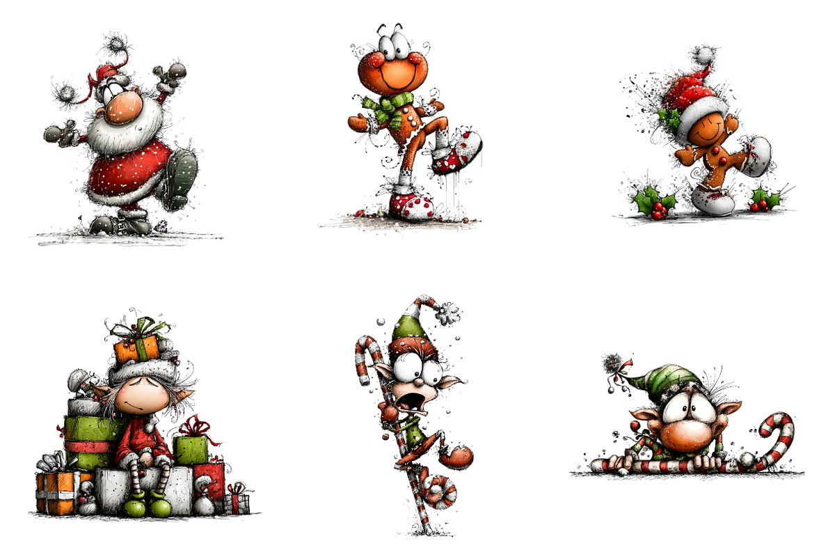 Funny Quirky Christmas Clipart, an Illustration by CreationArt (Photo 5 of 5)