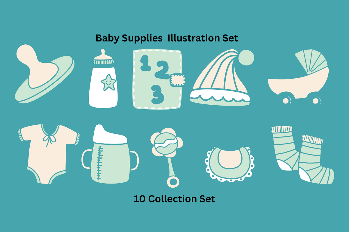 Baby Supplies  Illustration Set, an Object Illustration by Eighteen Studio