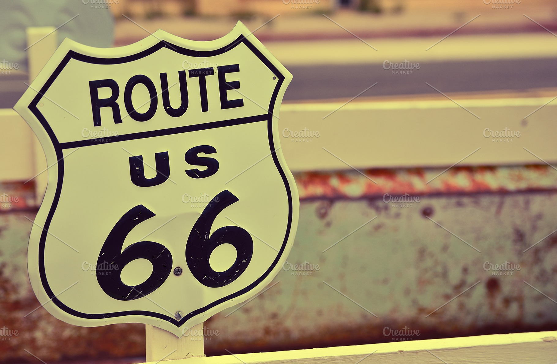 Route 66 decorations in the city of containing route 66, vintage, and seligman, a Transportation Photo by CreativePhotoSpain