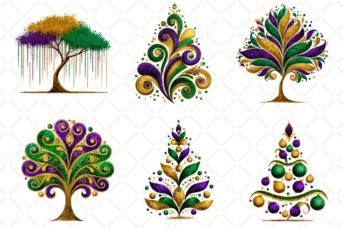 Mardi Gras Tree Clipart, an Illustration by Black Bird Studio (Photo 6 of 7)