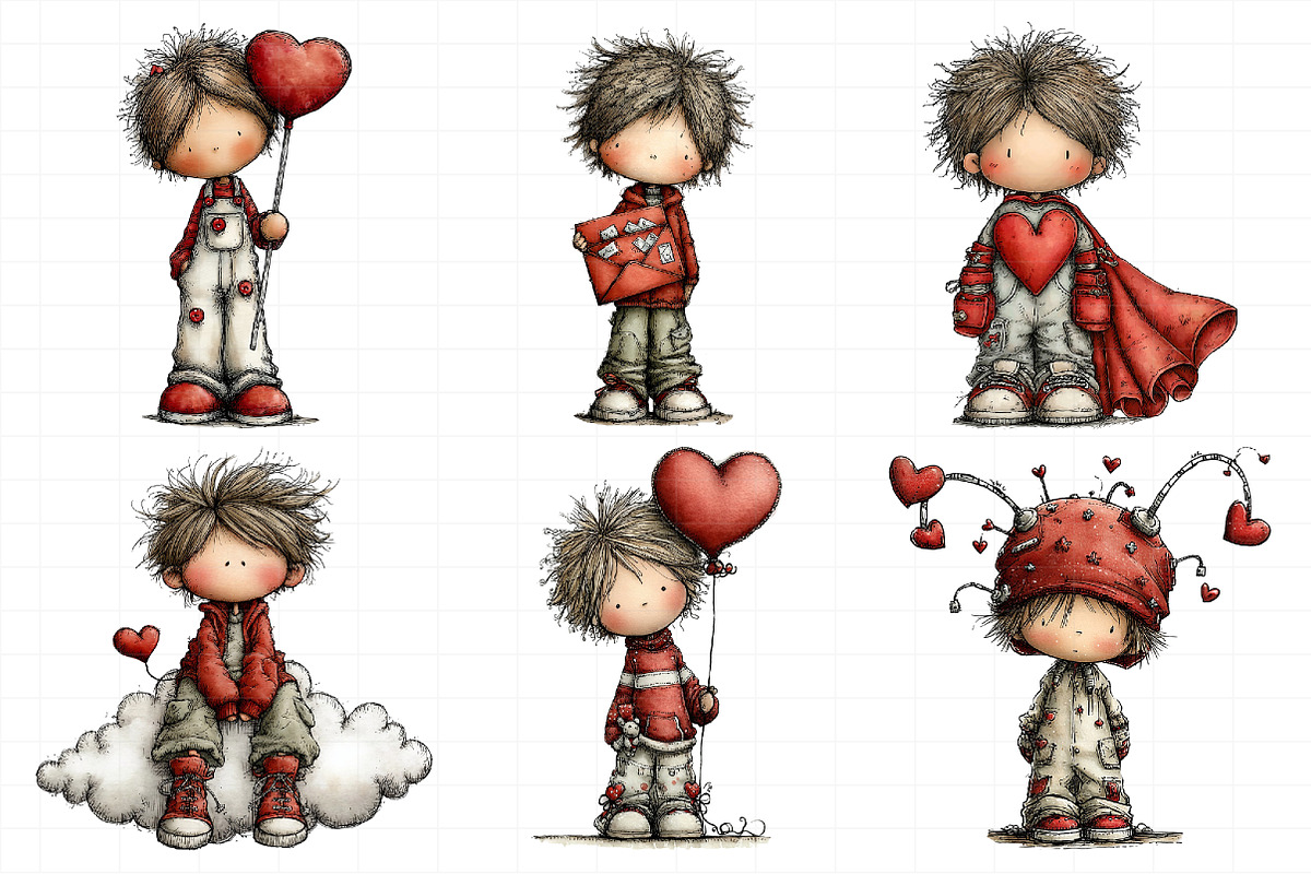 Whimsical Valentine Boy Clipart Bund, an Illustration by Daily.Designs (Photo 6 of 7)