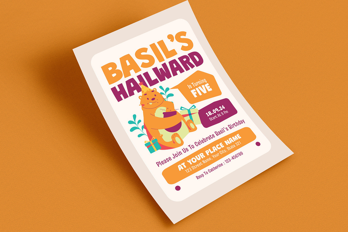 Kids Animal Birthday Invitation, an Invitation Template by VectorVactory (Photo 3 of 3)