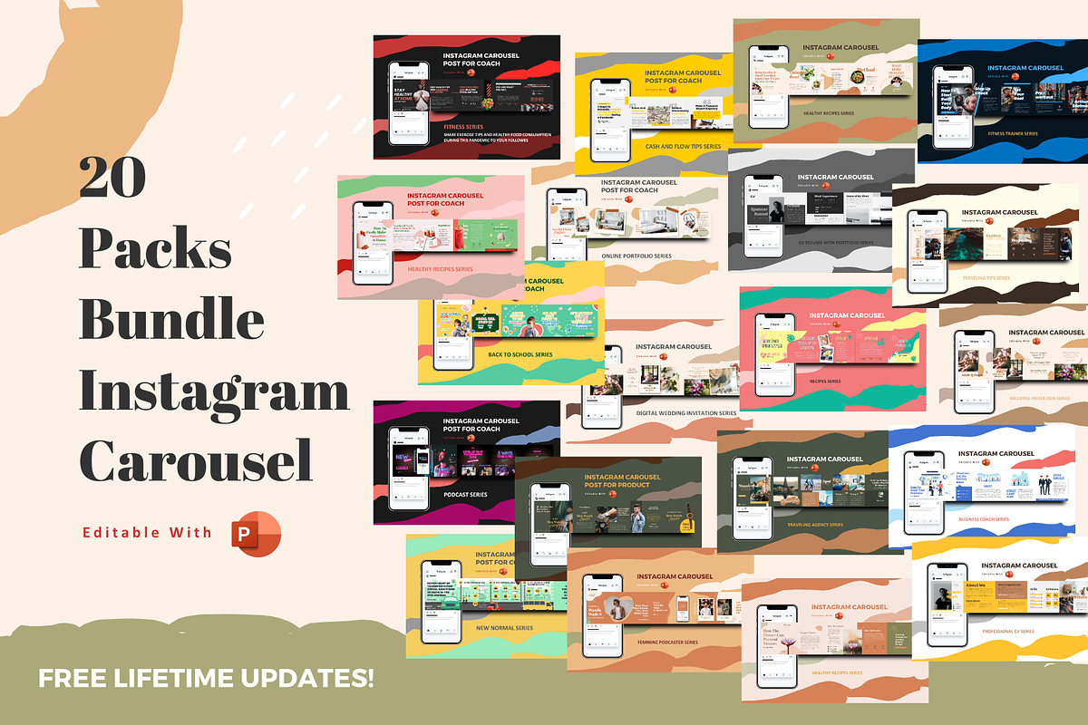 SALE | 20 BUNDLE INSTAGRAM CAROUSEL, a Social Media Template by rivatxfz (Photo 1 of 21)