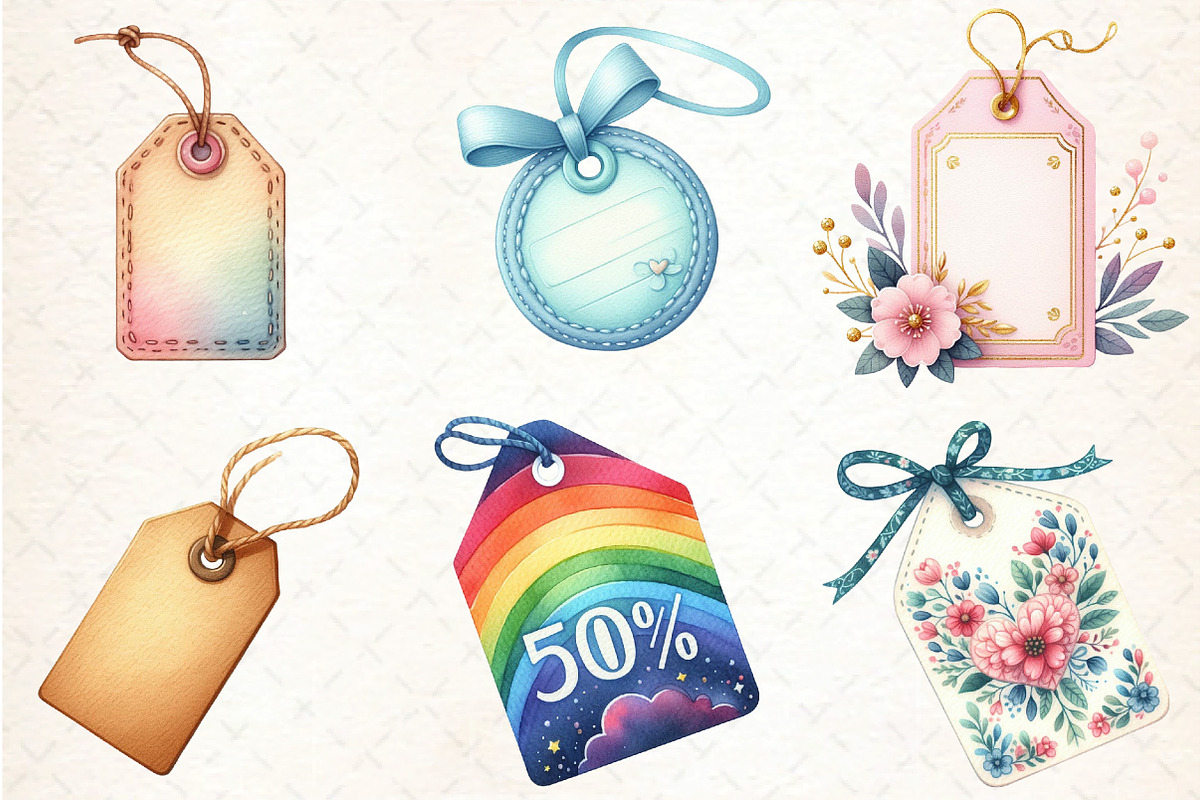Watercolor Price Tag Clipart, an Illustration by DreamCafeArt (Photo 3 of 7)