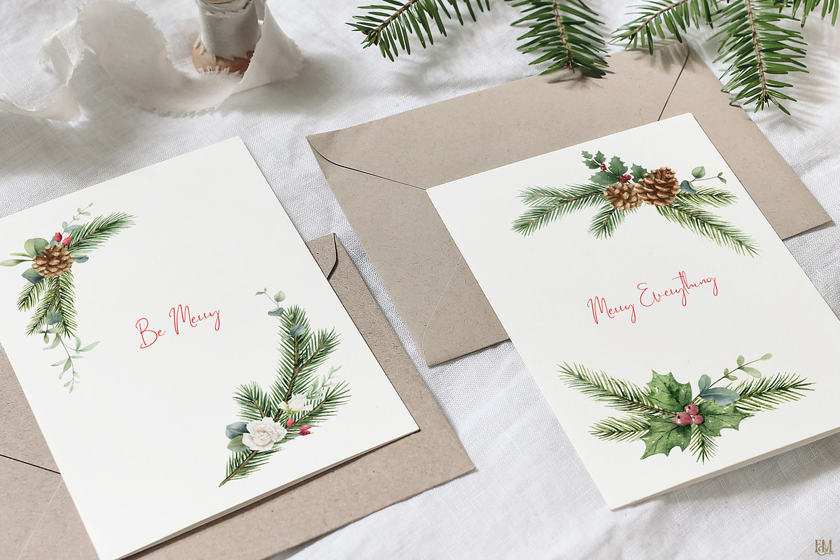 Christmas time 2. Watercolor clipart, an Animal Illustration by Elena Medvedeva (Photo 9 of 10)