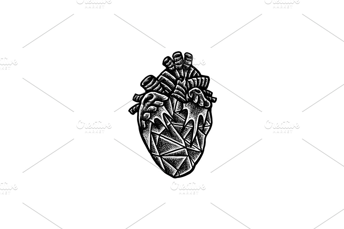 Human Heart | Tattoo Style, an Education Illustration by Design by sebrodbrick (Photo 8 of 11)