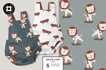 Skate lions, a Pattern Graphic by Muriel Petitpattern