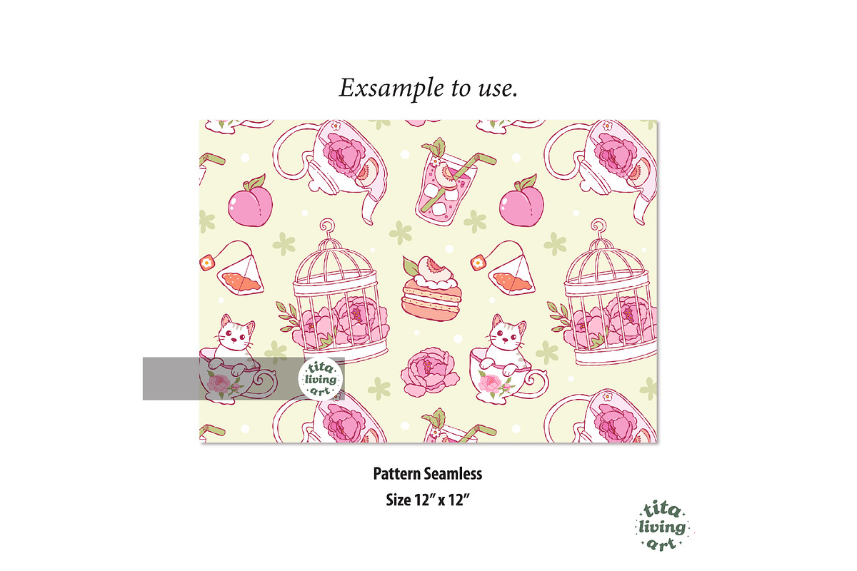 Peach Tea Time Seamless Pattern, a Food Illustration by TitaLivingArt (Photo 9 of 10)