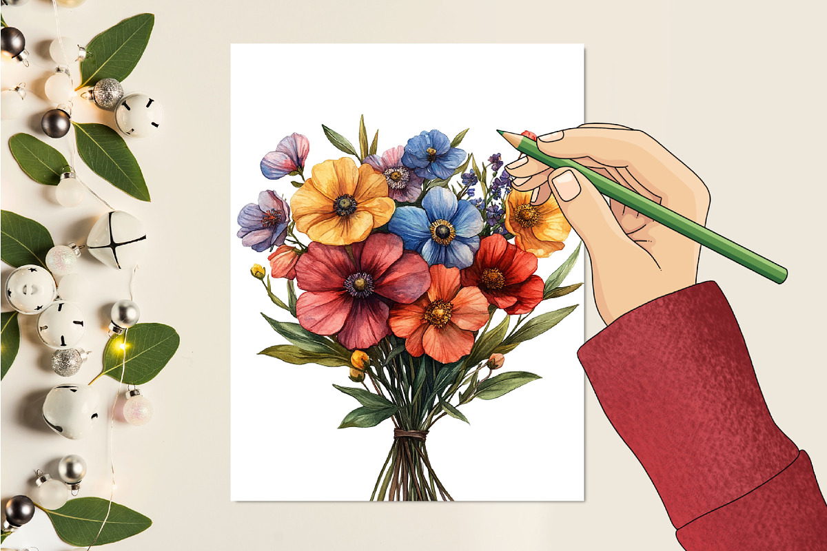 Doodle Mother's Day Watercolor Clipa, an Illustration by RobertsArt (Photo 7 of 7)