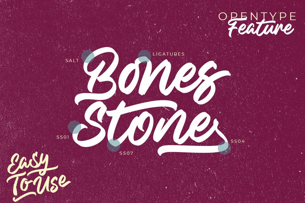 Bones Stone • A Bold Script Font, a Script Font by azetypestudios.com (Photo 2 of 14)