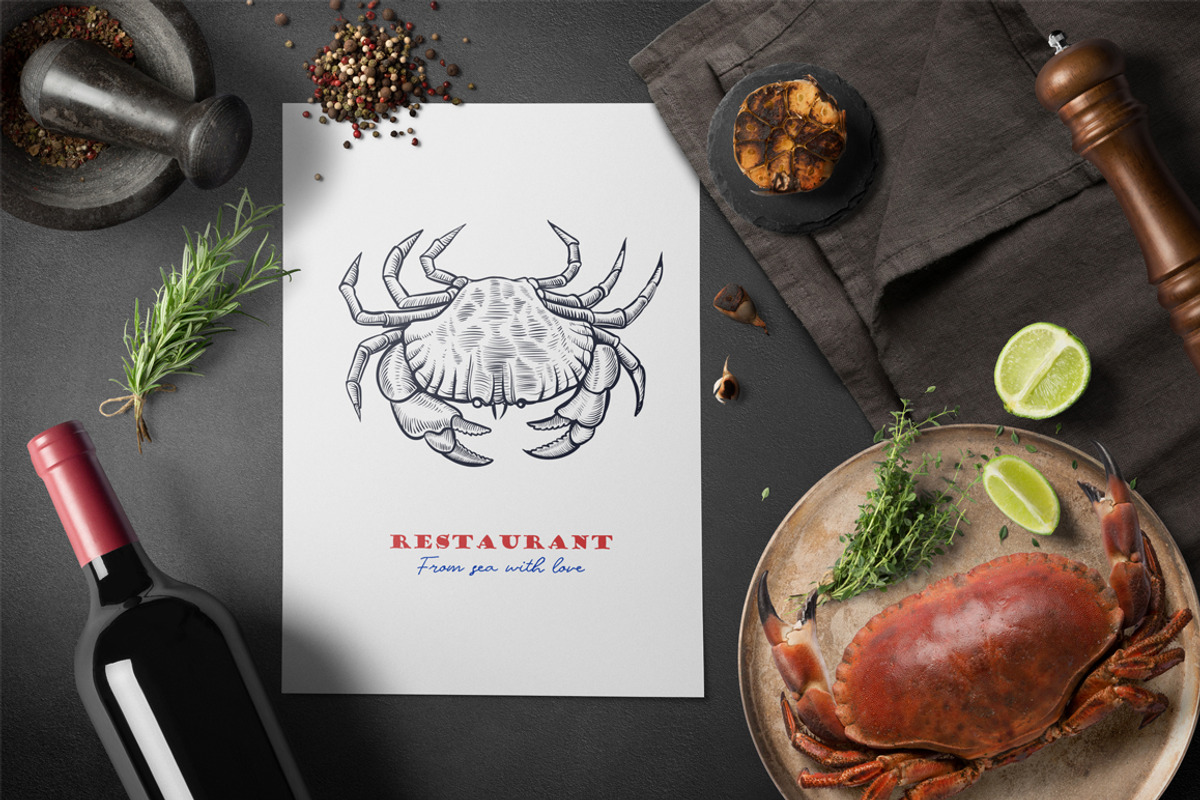 Crab Sketch Editable illustrations, an Object Graphic by Aquatinta (Photo 4 of 11)