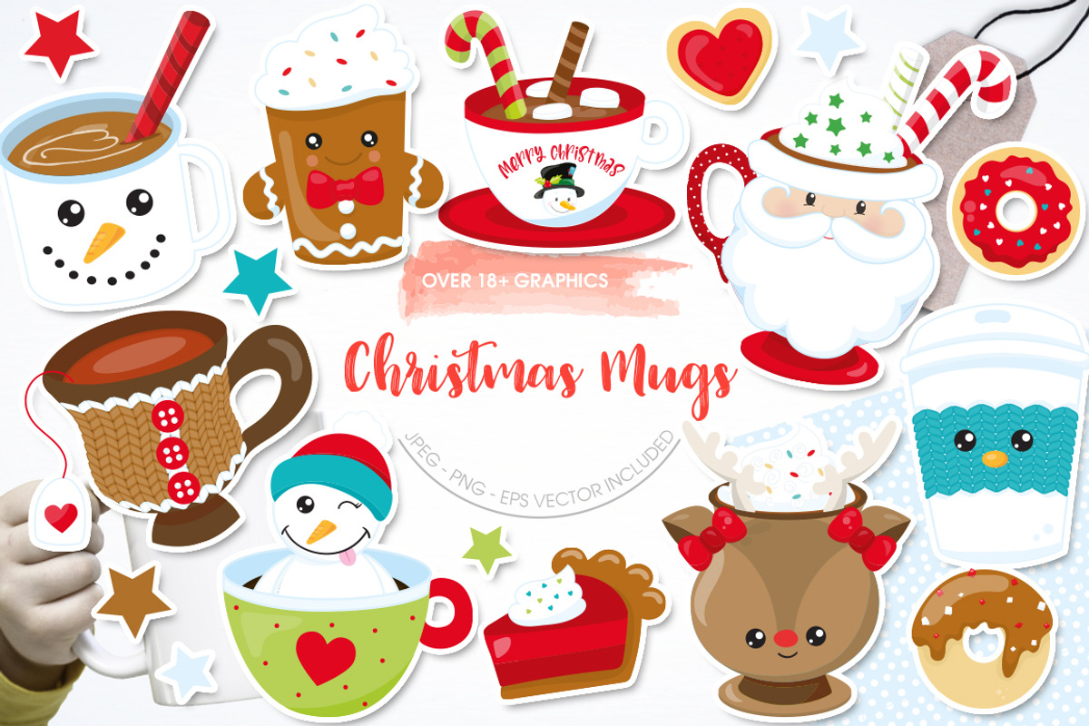 Christmas Mugs, an Illustration by PrettyBundles (Photo 1 of 5)