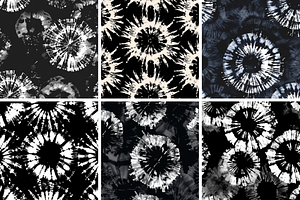 Black Tie-Dye Seamless Patterns