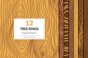 Tree Rings Digital Paper, a Background Graphic by Norse Studio (Thumbnail 1 of 4)