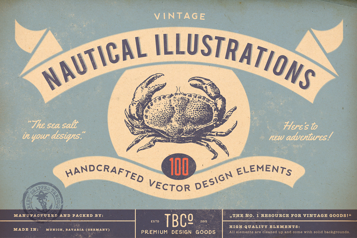 SALE! 100 Nautical Illustrations, an Object Illustration by Anja Kaiser (Photo 1 of 4)
