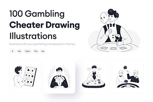 Gambling Cheater Drawing, an Outline Icon by Vectors Market