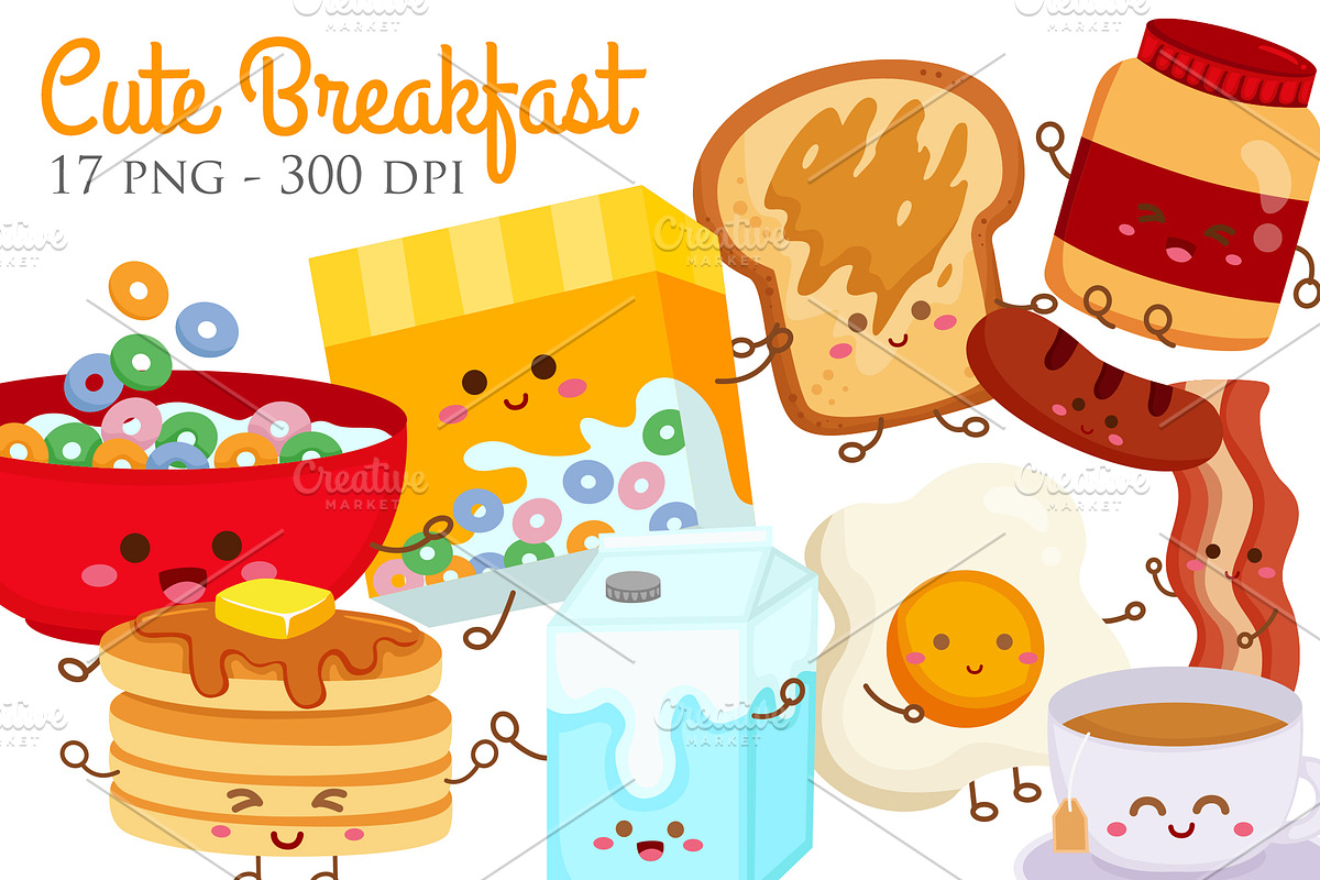 Breakfast Menu Food Vector Clipart, a Decorative Illustration by Peekadillie Art (Photo 1 of 3)
