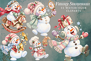 Funny Snowman Clipart Bundle, a Seasonal Illustration by Ink Gallery (Thumbnail 1 of 7)