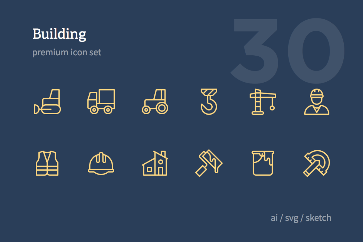 Building Icon Set, an Outline Icon by rodchenko design (Photo 2 of 3)