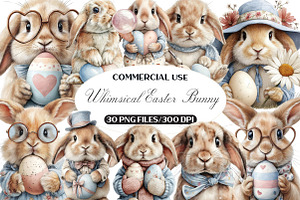 Whimsical Easter Bunny Clipart, an Illustration by Black Bird Studio