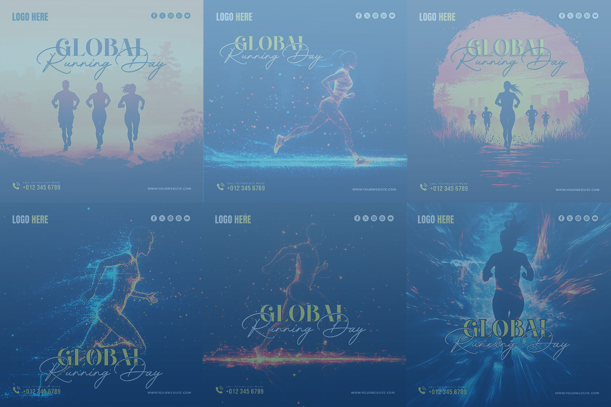 Global Running Day template bundle, a Social Media Template by gstudiovect21 (Photo 5 of 5)