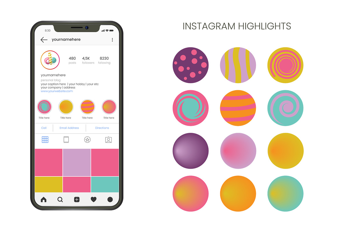 Color Palette + 12 Instagram covers, an Outline Icon by Akwadesign (Photo 3 of 4)