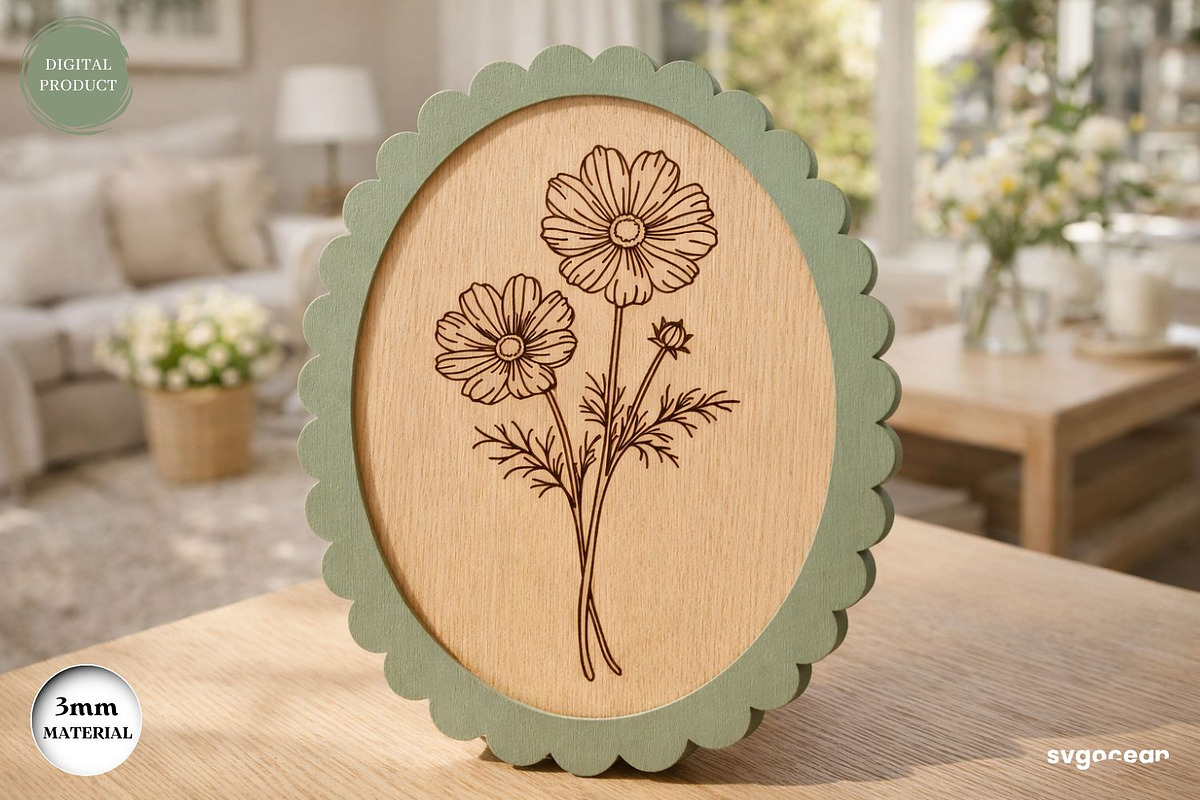 Scalloped Flower Frame SVG Bundle, a Decorative Illustration by svgocean (Photo 8 of 13)