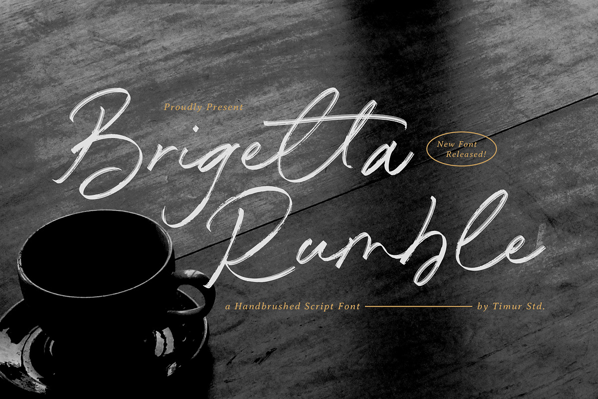 Brigetta Rumble Font, a Script Font by Timurtype (Photo 1 of 7)