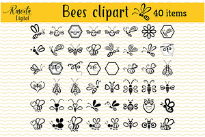 Honey 40 Bees Clip Art