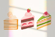 Cakes ice cream desserts cake slices, a Food Illustration by Neliakott ♥ (Thumbnail 7 of 11)