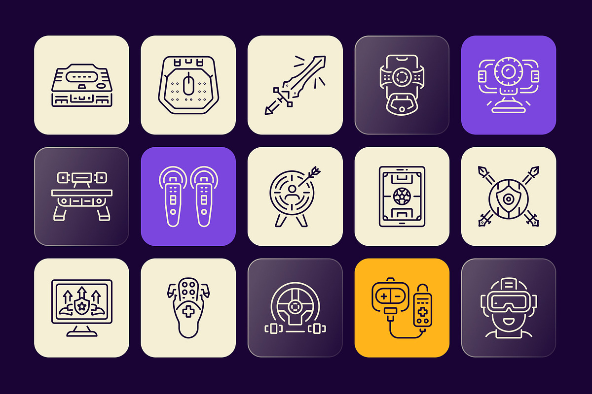 Animated Video Game Icons Set, an Outline Icon by Prosymbols