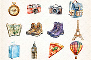 Watercolor Travel Clipart, an Illustration by DreamCafeArt (Thumbnail 4 of 5)