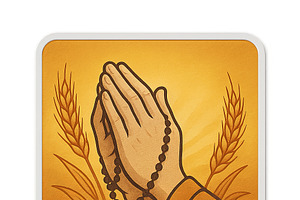Praying hands with rosary and wheat, an Illustration by Dvoevnore photos