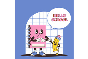 Back to school poster with groovy, an Object Illustration by Valerie Bodnar