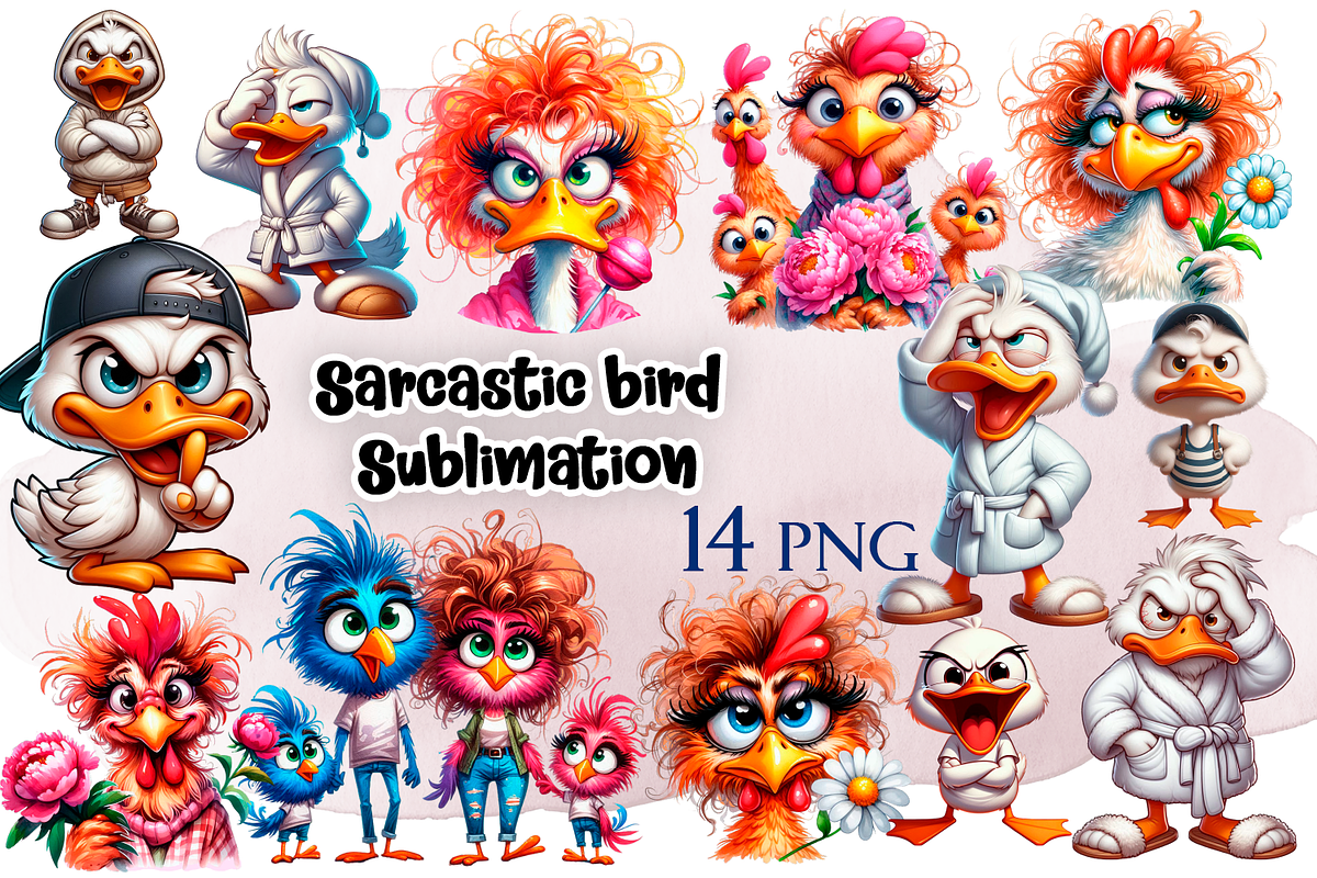 Sarcastic chickens and ducks Clipart, an Animal Illustration by ElenazlataArt (Photo 1 of 4)