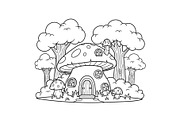 Whimsical Mushroom House Line Art bu, an Illustration by Designs_River (Thumbnail 14 of 51)