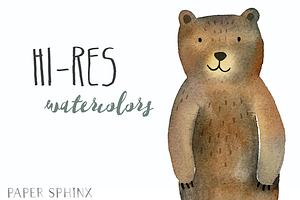 Watercolor Bears Clipart