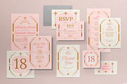 Pink Modern Wedding Invitation Set, an Invitation Template by graphicook (Thumbnail 1 of 3)