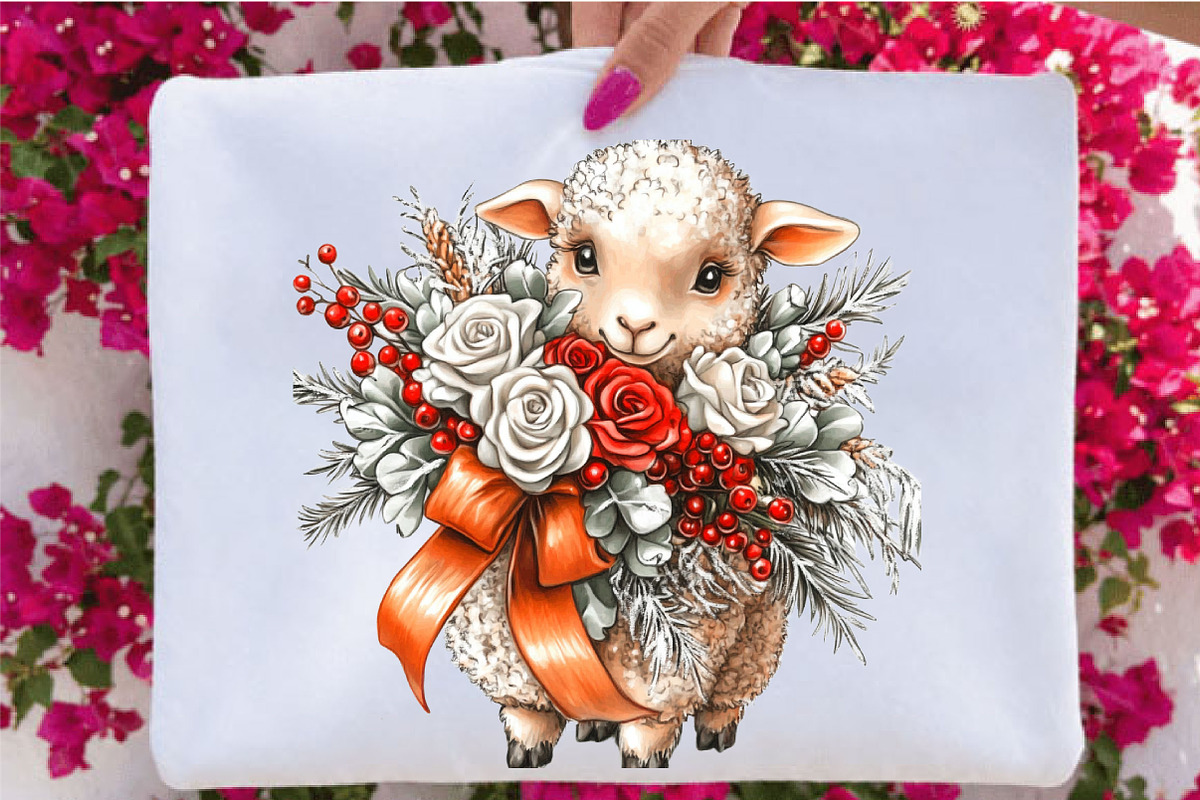 Whimsical Christmas Baby Sheep, an Animal Illustration by SVGArt (Photo 3 of 5)