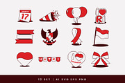 17 August Celebration Elements, a Decorative Illustration by Eighteen Studio (Thumbnail 2 of 4)