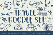 Travel Doodle Quote Set, an Object Illustration by OREHOVKA (Thumbnail 1 of 3)